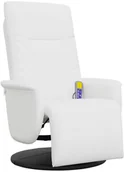 Fotele - Rozkładany fotel masujący z podnóżkiem, biały, sztuczna skóra - miniaturka - grafika 1