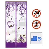 Moskitiery - Magnetyczna moskitiera Violet cm Letnia kurtyna drzwiowa z systemem antykradzieżowym Trwała moskitiera idealna do kuchni - miniaturka - grafika 1