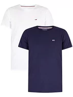 Koszulki męskie - Tommy Jeans TJM Slim Fit T-shirt męski z krótkim rękawem, biały/Twilight Navy, L - miniaturka - grafika 1