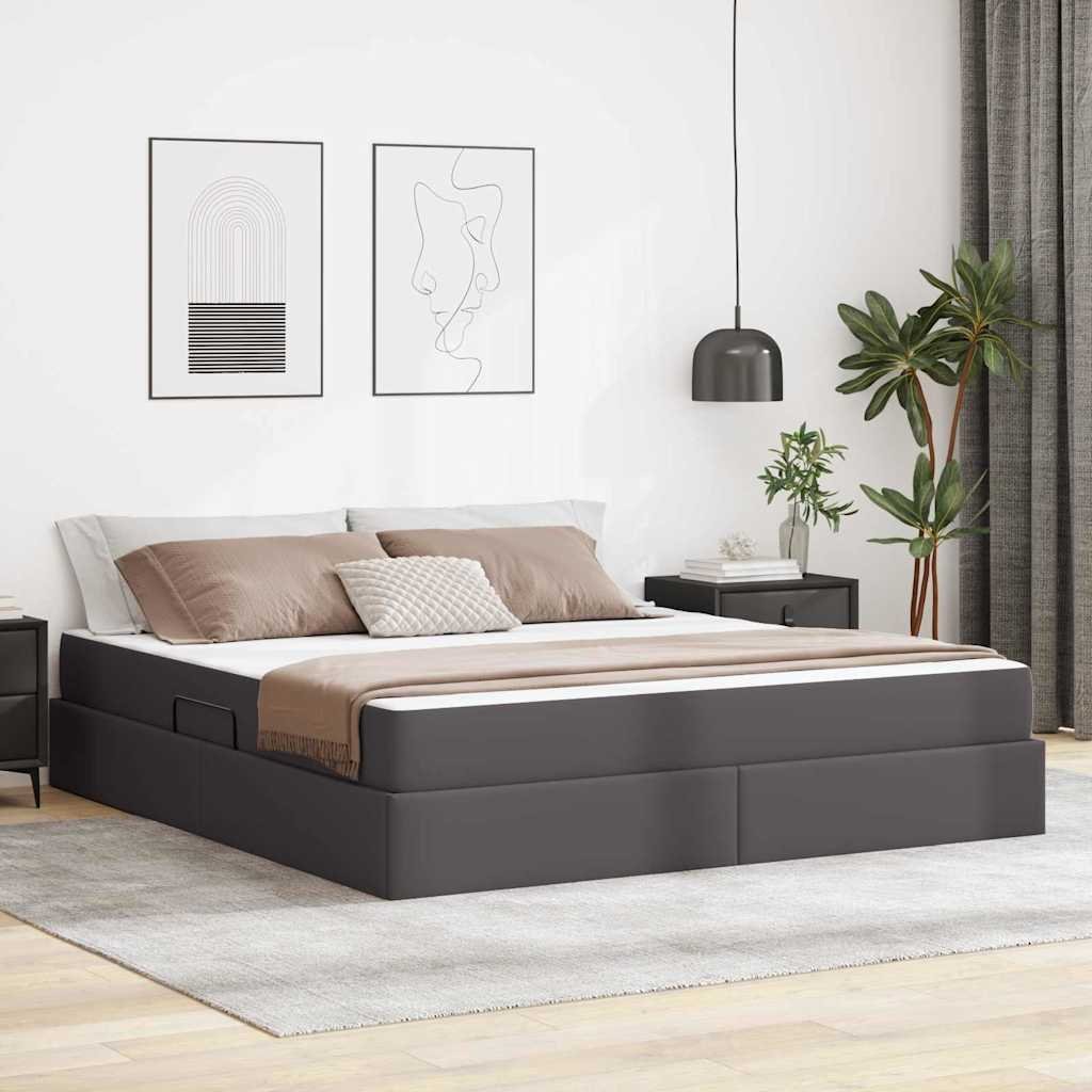 vidaXL Łóżko z miejscem na przechowywanie i materacem 2 pcs Szary