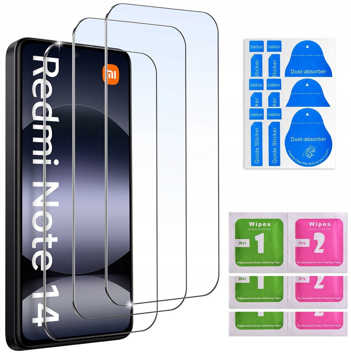 3x SZKŁO HARTOWANE do Xiaomi Redmi Note 14 4G SZYBKA 9Hzestaw 3 sztuk