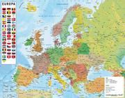Plakaty - Plakat Mapa Europy Flagi 50X40Cm /0163 - miniaturka - grafika 1