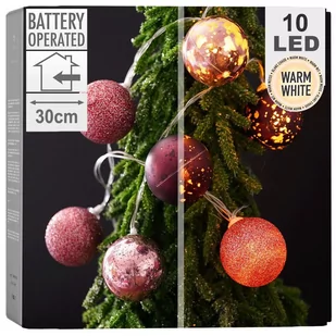 Decorative Lighting Lampki Bombki Choinkowe Nietłukące Fioletowe 10 Led 4 Cm - Oświetlenie świąteczne - miniaturka - grafika 1
