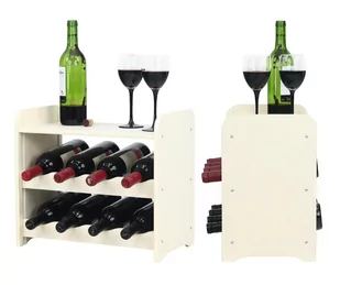 Regał na wino z półką RW-16 8 butelek - Ecru / Wamar-Sosenka - Stojaki na wino - miniaturka - grafika 1