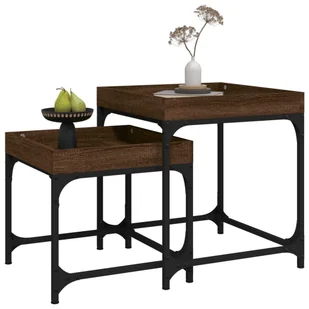 Lumarko Stoliki boczne, 2 szt., brązowy dąb, materiał drewnopochodny - Ławy i stoliki kawowe - miniaturka - grafika 5