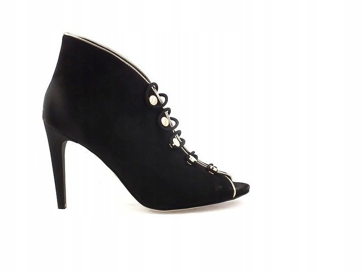 Czarne szpilki botki letnie Carinii B3928-360 skóra r.36