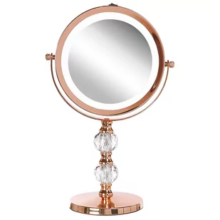 Lusterko kosmetyczne LED ø 18 cm różowe złoto CLAIRA - Lusterka do makijażu - miniaturka - grafika 1