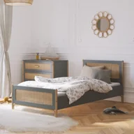 Łóżka dla dzieci i młodzieży - Łóżko szare rattanowe Oceania Silex 90x200 - miniaturka - grafika 1