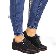 Półbuty damskie - Półbuty skórzane Helios W H334 czarne z połyskiem - miniaturka - grafika 1