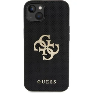 Guess GUHCP15SPSP4LGK iPhone 15 6.1" czarny/black hardcase Leather Perforated 4G Glitter Logo - Etui i futerały do telefonów - miniaturka - grafika 1