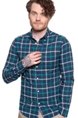 Koszule męskie - Koszula Męska W Kratę Wrangler Ls 1Pkt Bdown Shirt Blue Depths W5F3Bmxjy-S - miniaturka - grafika 1