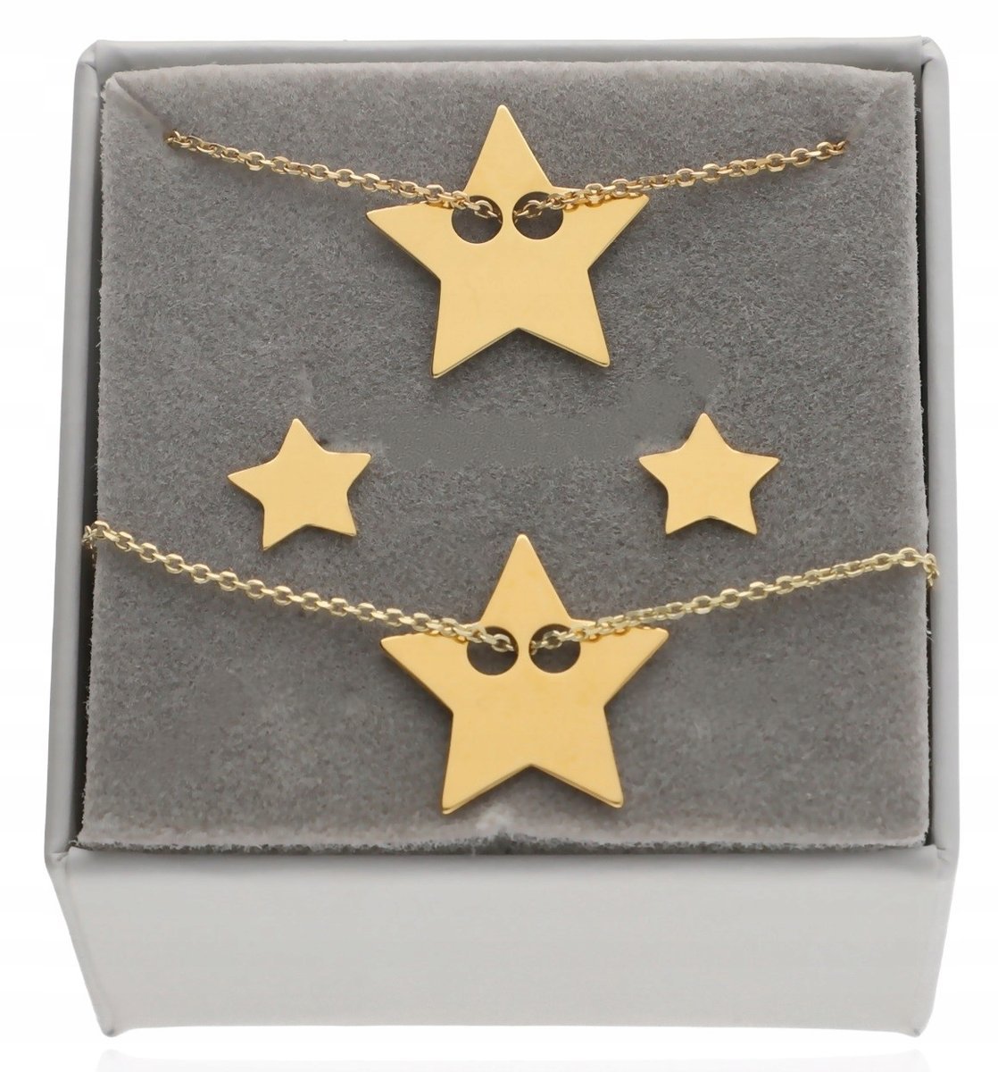Złoty komplet biżuterii srebrnej GWIAZDA GWIAZDKA srebro 925 pozłacane