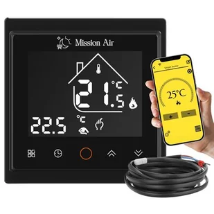 Regulator Temperatury Wifi Programowalny Mission Air Libra Black + Czujnik Temperatury Ntc Termostat Smart Home - Sterowniki i przekaźniki - miniaturka - grafika 1