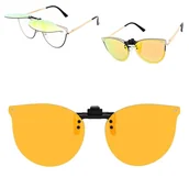 Akcesoria do okularów - Nakładki przeciwsłoneczne polaryzacyjne na okulary korekcyjne kocie NA-183C pomarańczowe - miniaturka - grafika 1