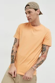 Koszulki męskie - Jack & Jones t-shirt bawełniany JJEORGANIC kolor pomarańczowy gładki 12156101 - grafika 1