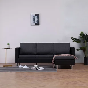 vidaXL vidaXL 3-osobowa sofa z poduszkami, czarna, sztuczna skóra - Sofy i kanapy - miniaturka - grafika 1