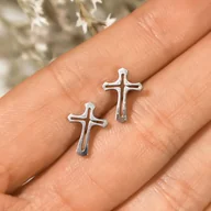 Kolczyki - Kolczyki srebrne Krzyżyki stal chirurgiczna wkrętki - miniaturka - grafika 1