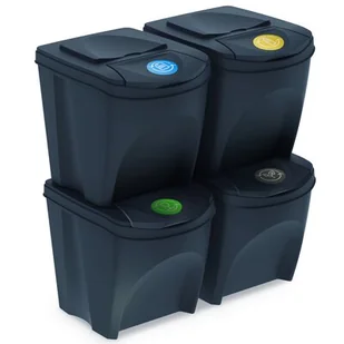 Kosz do segregacji śmieci Sortibox 20 l, 4 szt., antracyt - Kosze na śmieci - miniaturka - grafika 1