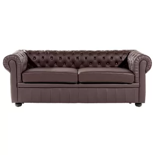 Beliani Sofa 3-osobowa skórzana brązowa CHESTERFIELD 2842 - Sofy i kanapy - miniaturka - grafika 1