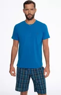 Piżamy męskie - Bawełniana piżama męska Ethos 41294-55X, Kolor niebieski-kratka, Rozmiar L, Henderson - Intymna - miniaturka - grafika 1