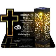 Lampiony i znicze - ZNICZ SOLARNY LED WIECZNY PODSTAWKA NA CMENTARZ GRÓB lampka Krzyż 3D DLA MĘŻA - miniaturka - grafika 1