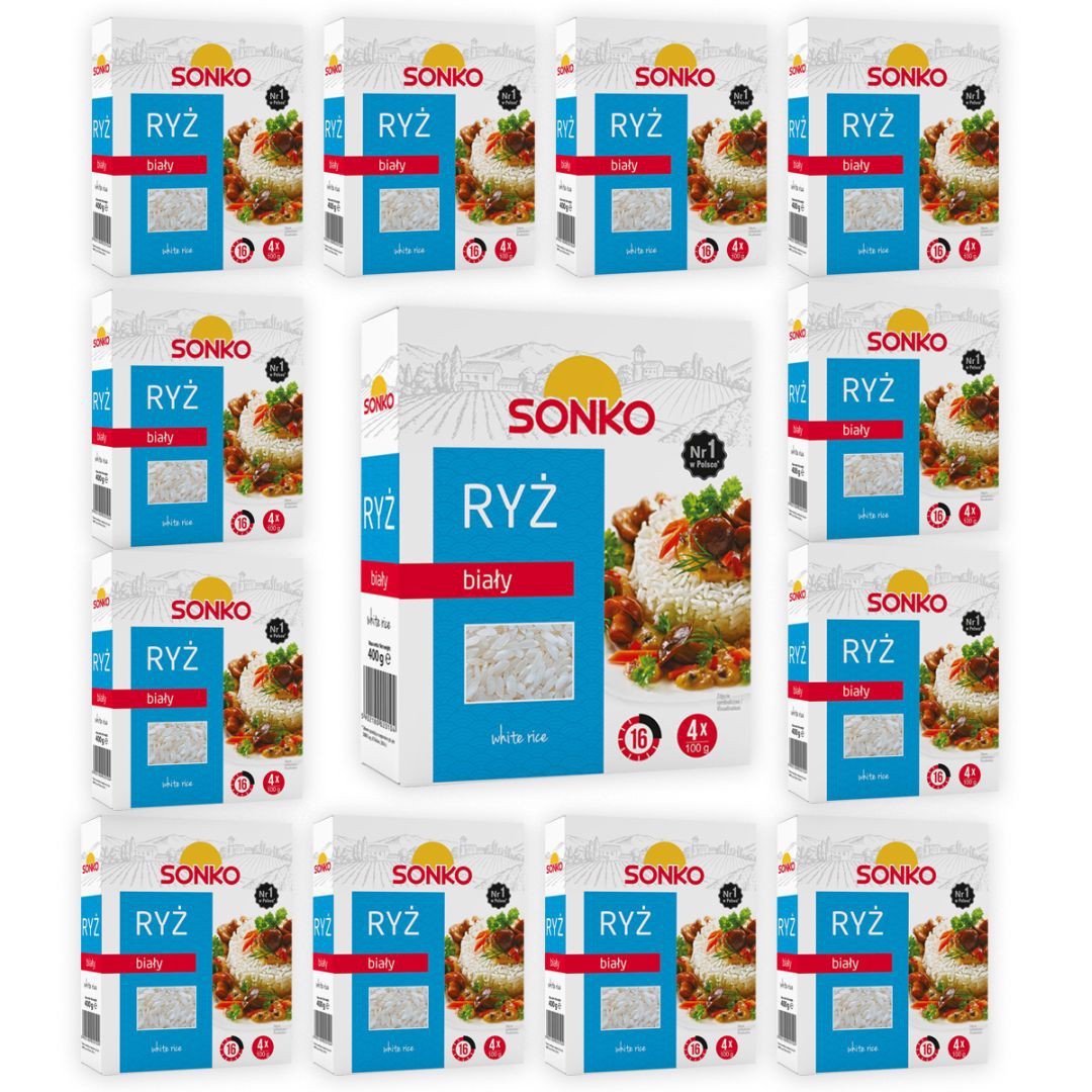 Sonko Ryż biały 400 g (4 x 100 g) x 12 sztuk