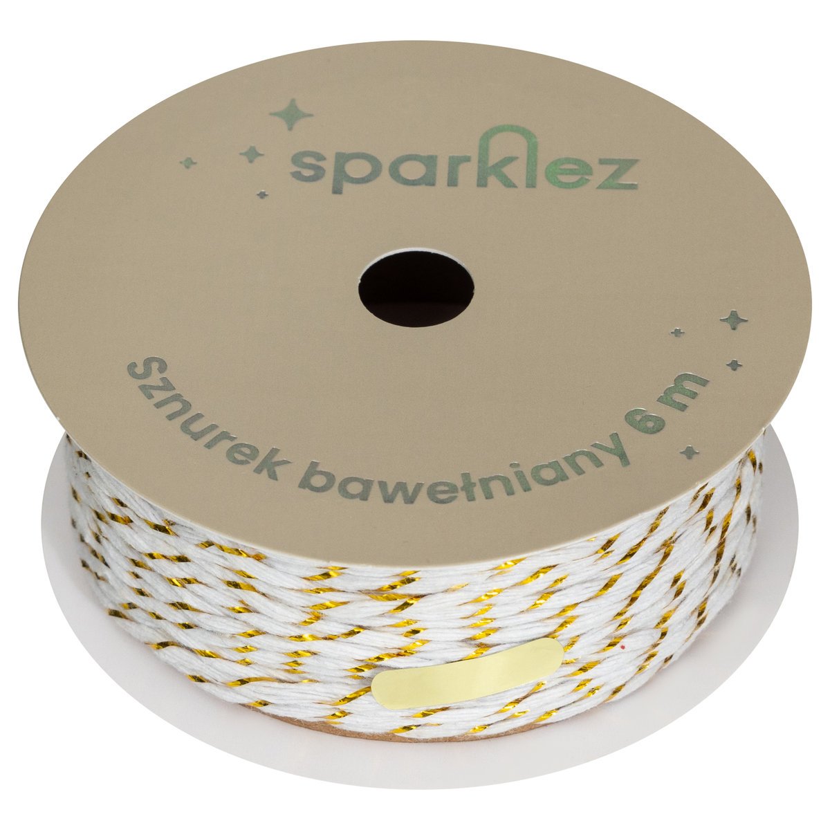 Sparklez wstążka bawełniana biało-złota 6m