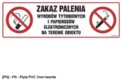 Tablice BHP - TD Systems NC088 - Zakaz palenia wyrobów tytoniowych i papierosów elektronicznych na terenie obiektu 450x150 - miniaturka - grafika 1