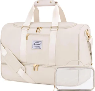 Torba sportowa LOVEVOOK 50L z przegrodą na buty i przegrodą na mokre rzeczy, wodoodporna torba sportowa do podróży - beżowa - Torby sportowe Torba sportowa LOVEVOOK 50L z przegrodą na buty i przegrodą na mokre rzeczy, wodoodporna torba sportowa do podróży - beżowa - Torby sportowe - miniaturka - grafika 1