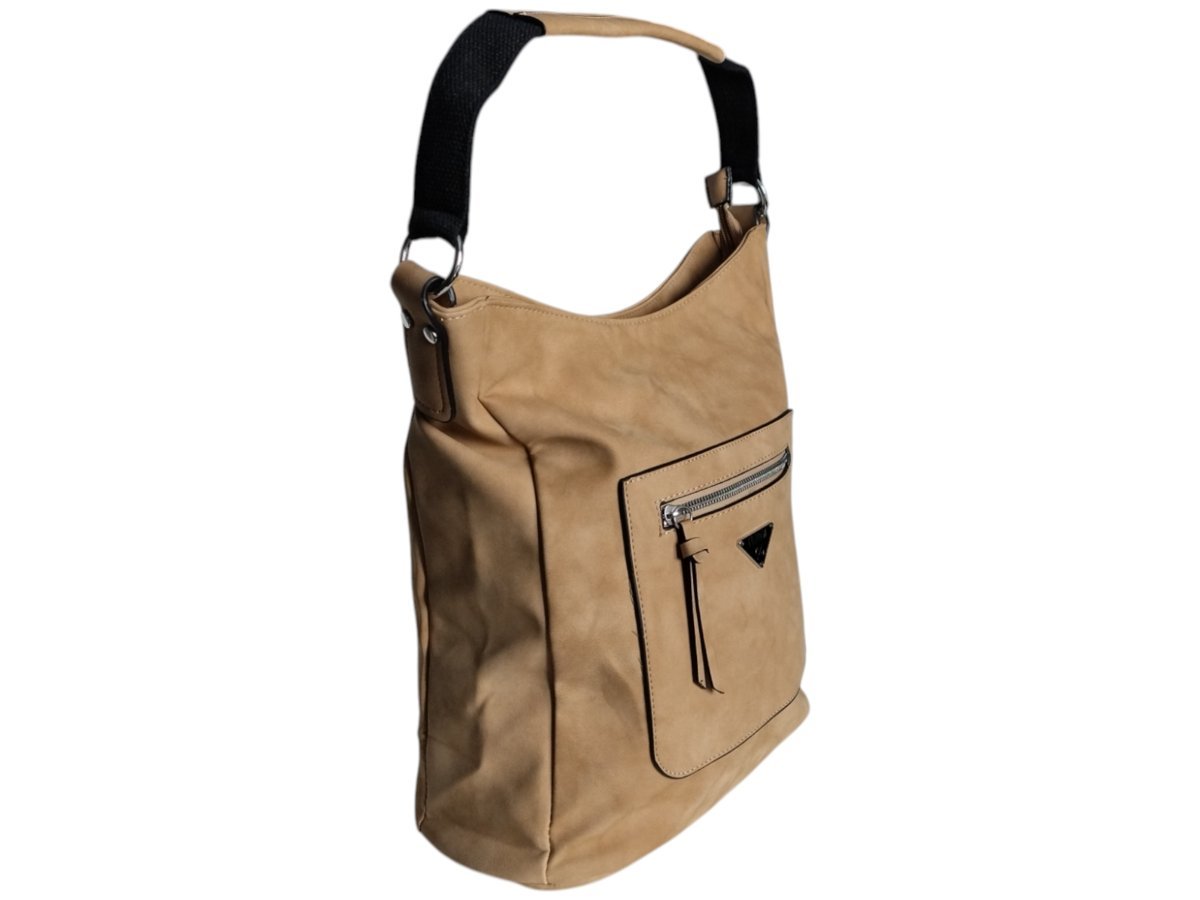 Duża Torebka Damska Shopper Brązowa z Przegrodą, Miejski Styl