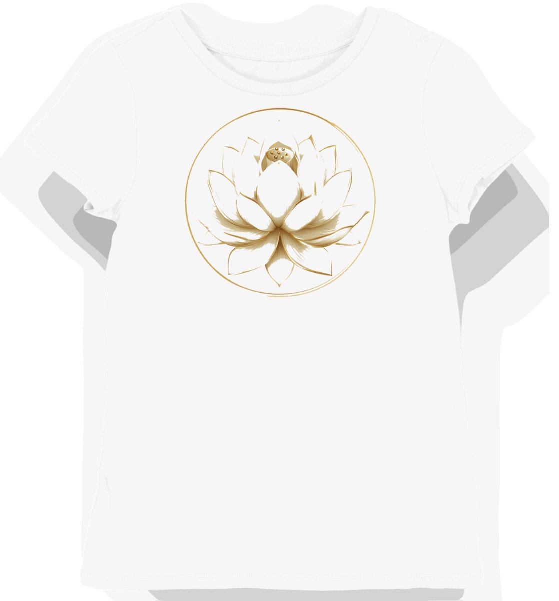 Koszulka damska biała z motywem złotego kwiatu lotosu XS