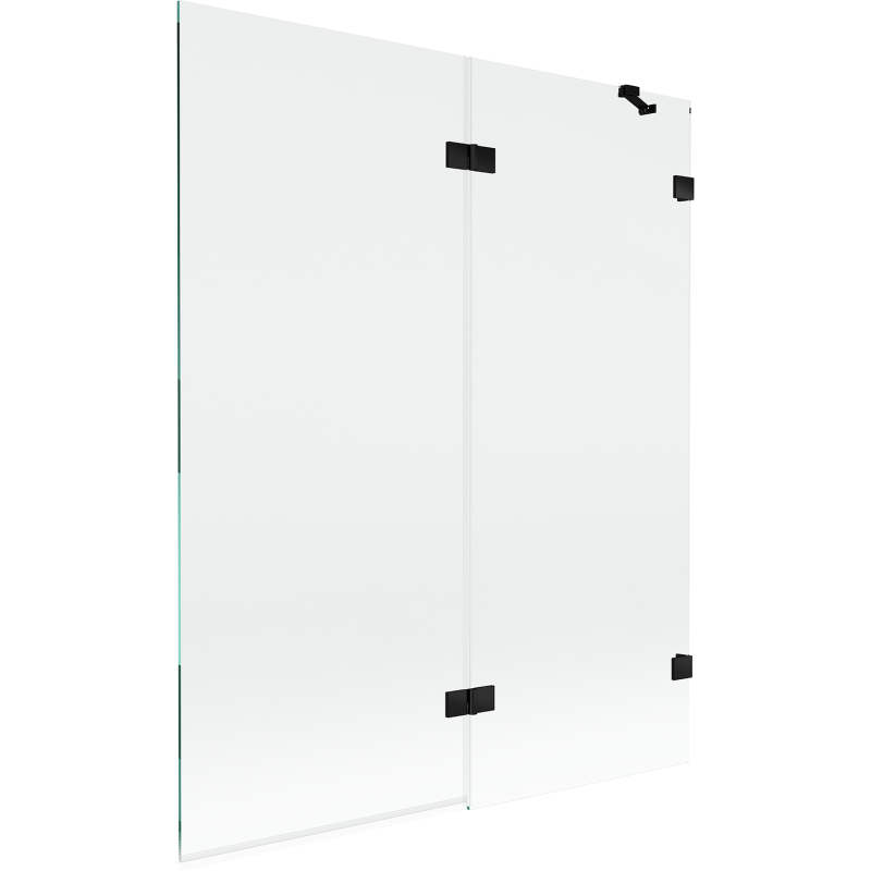 Mexen Lunar parawan nawannowy 2-skrzydłowy prawy 140 x 150 cm, transparent, czarny - 897-140-100-70-00-P