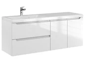 Szafki łazienkowe - Szafka Wisząca Z Umywalką ETH 120 cm SD Lewa - Biały Wysoki Połysk - miniaturka - grafika 1