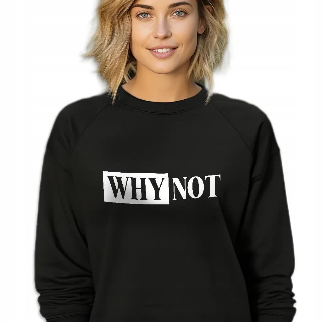 CZARNA BLUZA DAMSKA Dresowa WHY NOT LYRICS WZORY Rozmiar L