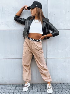 Spodnie damskie spadochronowe DAVOS beżowe Dstreet UY1672-M - Spodnie damskie - miniaturka - grafika 1