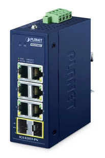 PLANET IP30 Compact size Industrial IGS-820TF-PN Nie zarządzany Gigabit Ethernet (10/100/1000) Niebieski - Switche - miniaturka - grafika 1