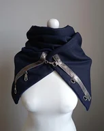 Apaszki i szaliki damskie - Szal wełniany granatowy z metaliczną skórą - piękny - miniaturka - grafika 1