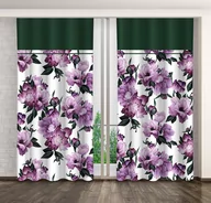 Zasłony - Zasłona Gotowa Na Żabki, 160X250, Biała W Kwiaty, Zml-019 - miniaturka - grafika 1