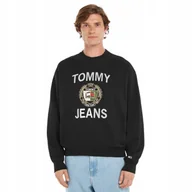Bluzy męskie - TOMMY HILFIGER BLUZA MĘSKA LUXE CREW CZARNA r.XL - miniaturka - grafika 1