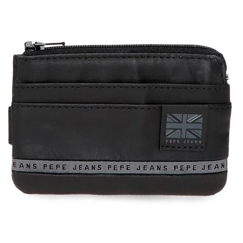 Pepe Jeans Torebka z paskiem na karty czarna 11x7x1,5 cm Skóra by Joumma Bags, Czarny (Black), Talla única, Portfel na karty