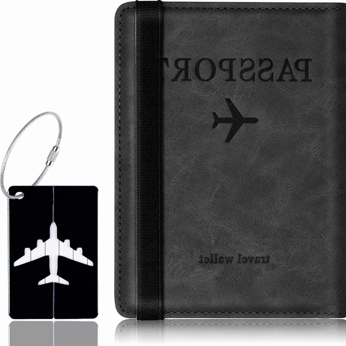 ETUI PASZPORTOWE 15X11X1CM BLOKADA RFID CZARNY PORTFEL SKÓRZANY ORGANIZER
