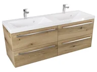 Szafki łazienkowe - Szafka Wisząca Z Umywalką ATHD 120 cm DUO - Dąb Evoke Coast Mat - Uchwyty Stal Szczotkowana - miniaturka - grafika 1