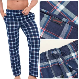 Cornette Spodnie Piżamowe Bawełniane Granatowe Męskie Kratka Rozmiar L - Piżamy damskie Cornette Spodnie Piżamowe Bawełniane Granatowe Męskie Kratka Rozmiar L - Piżamy damskie - miniaturka - grafika 1