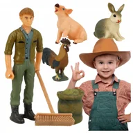 Figurki dla dzieci - ZESTAW REALISTYCZNYCH FIGUREK XL ZWIERZĘTA DOMOWE I FARMER KRÓLIK KOGUT Z2211Z - miniaturka - grafika 1