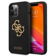 Etui i futerały do telefonów - Guess GUHCP13LLS4GGBK iPhone 13 Pro / 13 6,1" czarny/black hard case Silicone 4G Logo GUE001731-0 - miniaturka - grafika 1