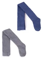 Rajstopy - Rajstopy dziecięce bawełniane frotte jeansowo-szare 2PAK 128-134 - miniaturka - grafika 1