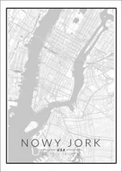 Plakaty - Plakat, Nowy Jork mapa czarno biała, 60x80 cm - miniaturka - grafika 1