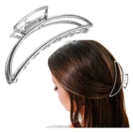 Ozdoby do włosów - Klamra do Włosów Srebrna Duża XXL Spinka Francuska Metalowa i Wytrzymała - miniaturka - grafika 1