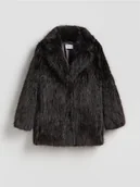 Płaszcze damskie - Reserved - Kurtka z imitacji futra - ciemnobrązowy - miniaturka - grafika 1