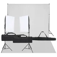 Lampy studyjne - vidaXL Fotograficzny zestaw studyjny z lampami i tłem– - miniaturka - grafika 1
